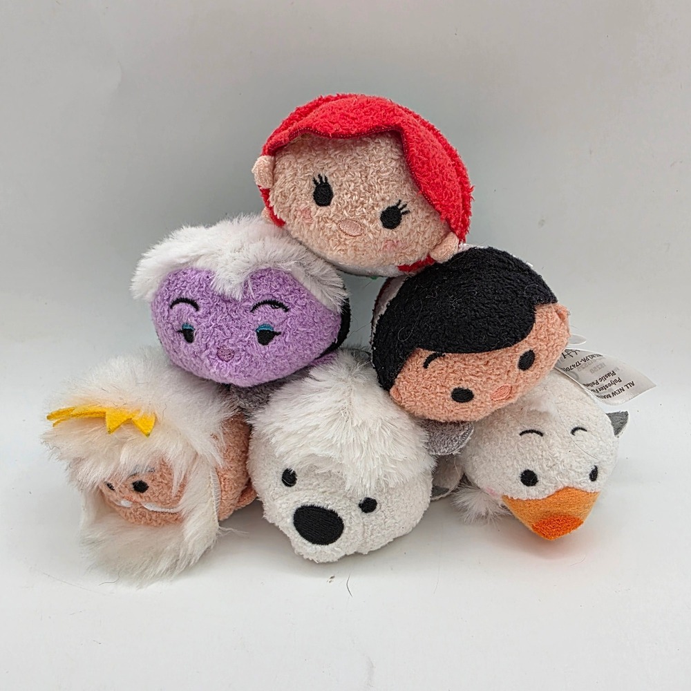 Disney Tsum Tsum The Little Mermaid Mini Plush Lot Ariel Eric Ursula Max 6pc